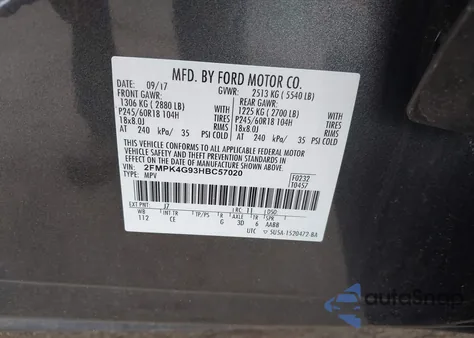 2017 Ford Edge Se from USA, damaged, VIN 2FMPK4G93HBC57020